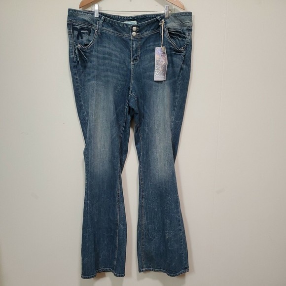 Y2K 90s Paris Blues Flare Bell Bottom Jeans Juniors Plus 25/Women's 22/24 NWT - Picture 2 of 12